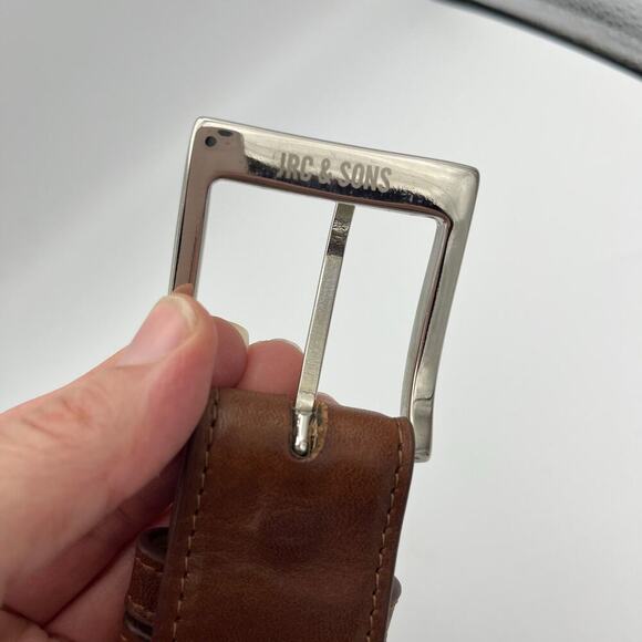 JRC & Sons Men's Brown Bovine Leather Belt Silver Tone Buckle Size 32 - Picture 7 of 10